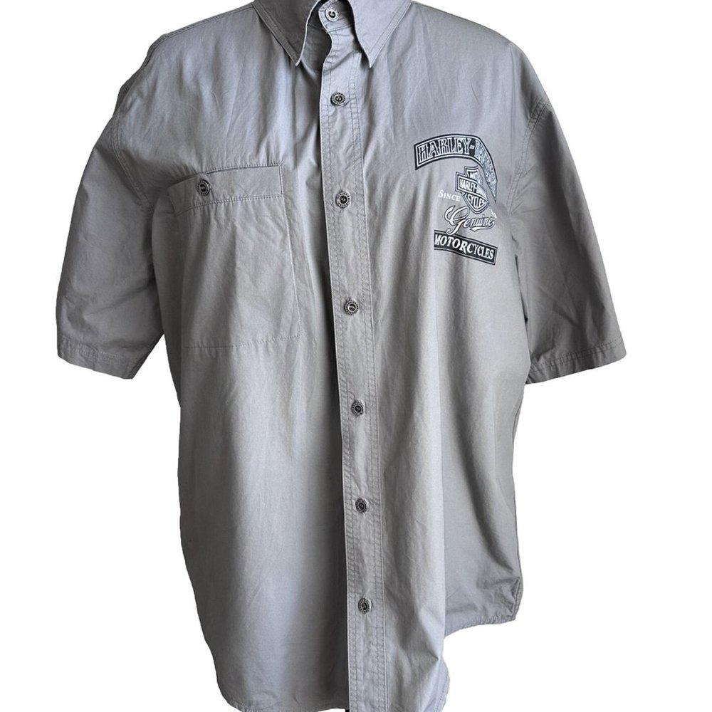 Harley Davidson Men’s Gray Short Sleeve Button Down Shirt XL